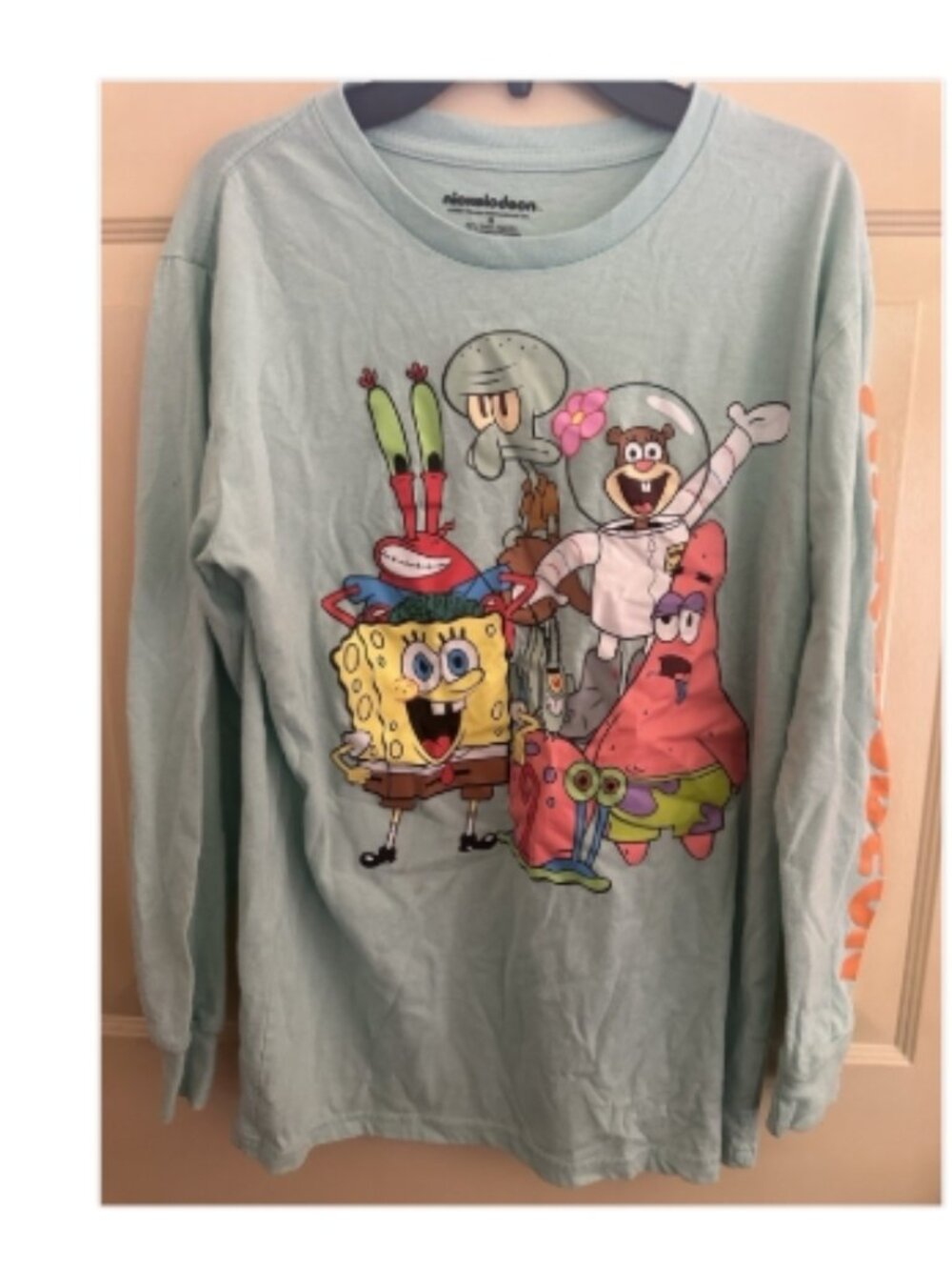 Nickelodeon SpongeBob SquarePants Long Sleeve Graphic Shirt Size Small Blue